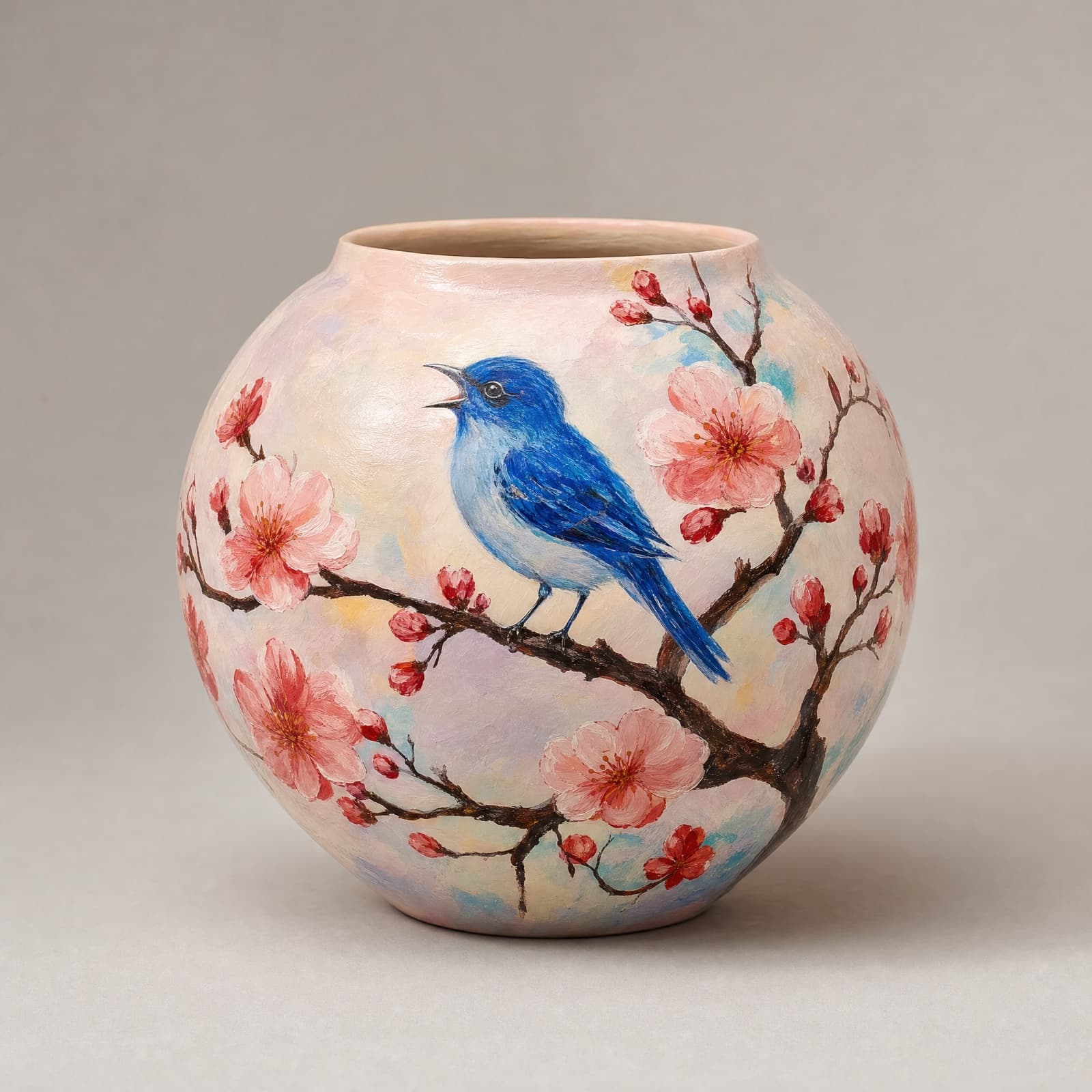 Bulbul Blossom Globe — hand-painted pottery by NAQSHÉ