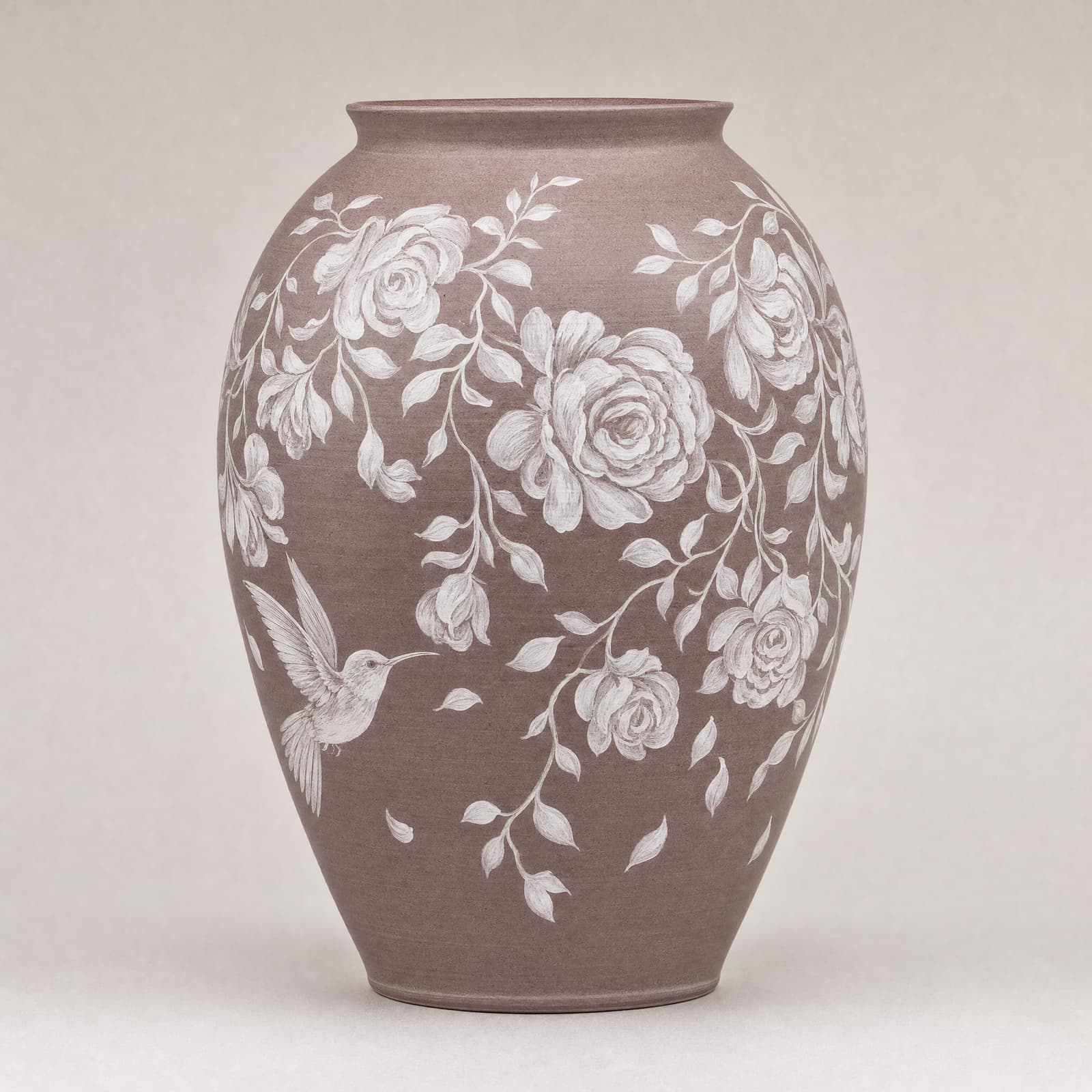 Gulab Raat Chalk Rose Urn — hand-painted pottery by NAQSHÉ