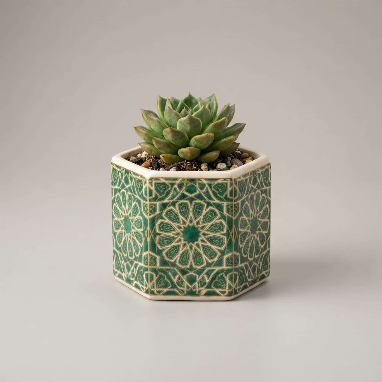 Hasht Hex Planter — hand-painted pottery by NAQSHÉ