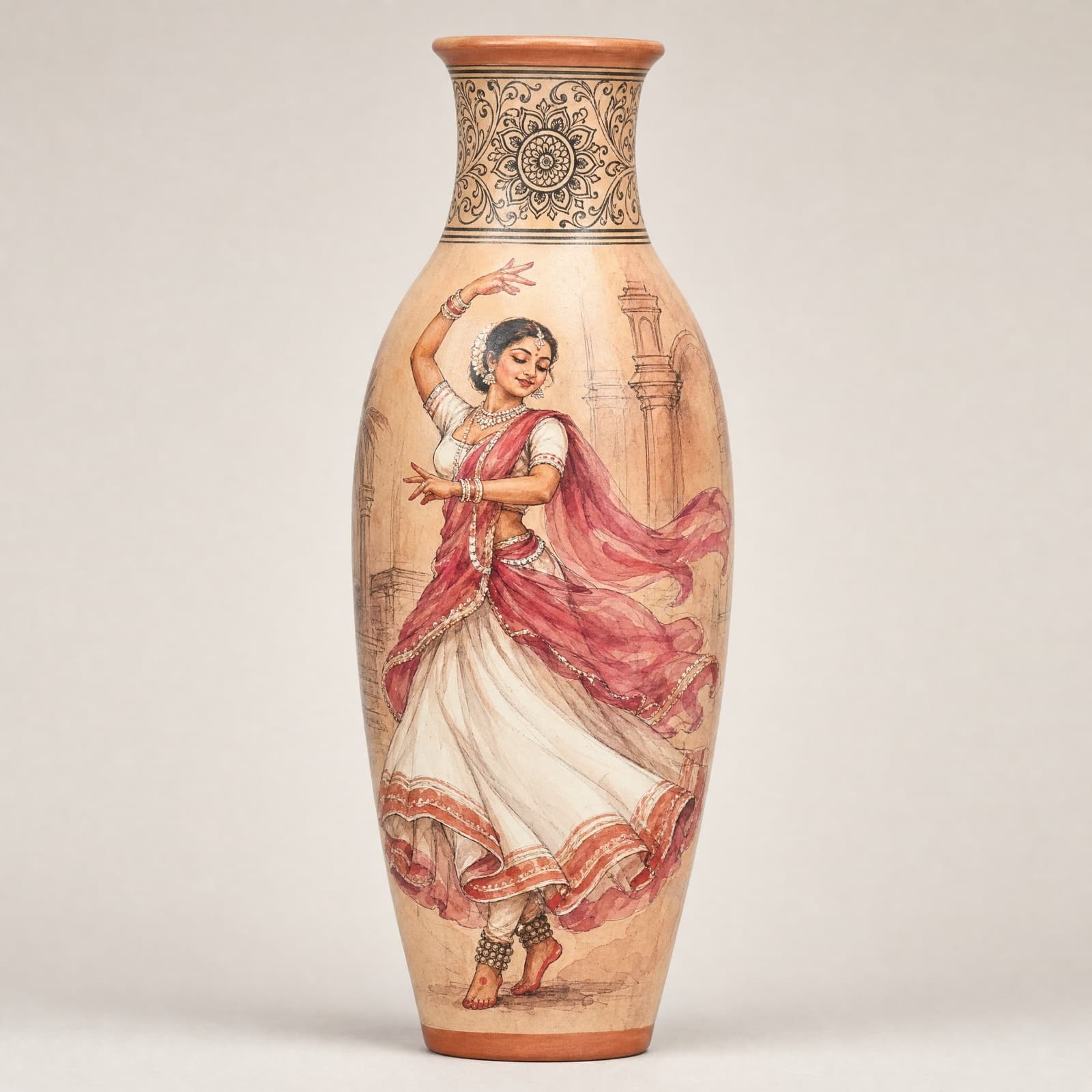 Kathak Dancer Vase — hand-painted pottery by NAQSHÉ