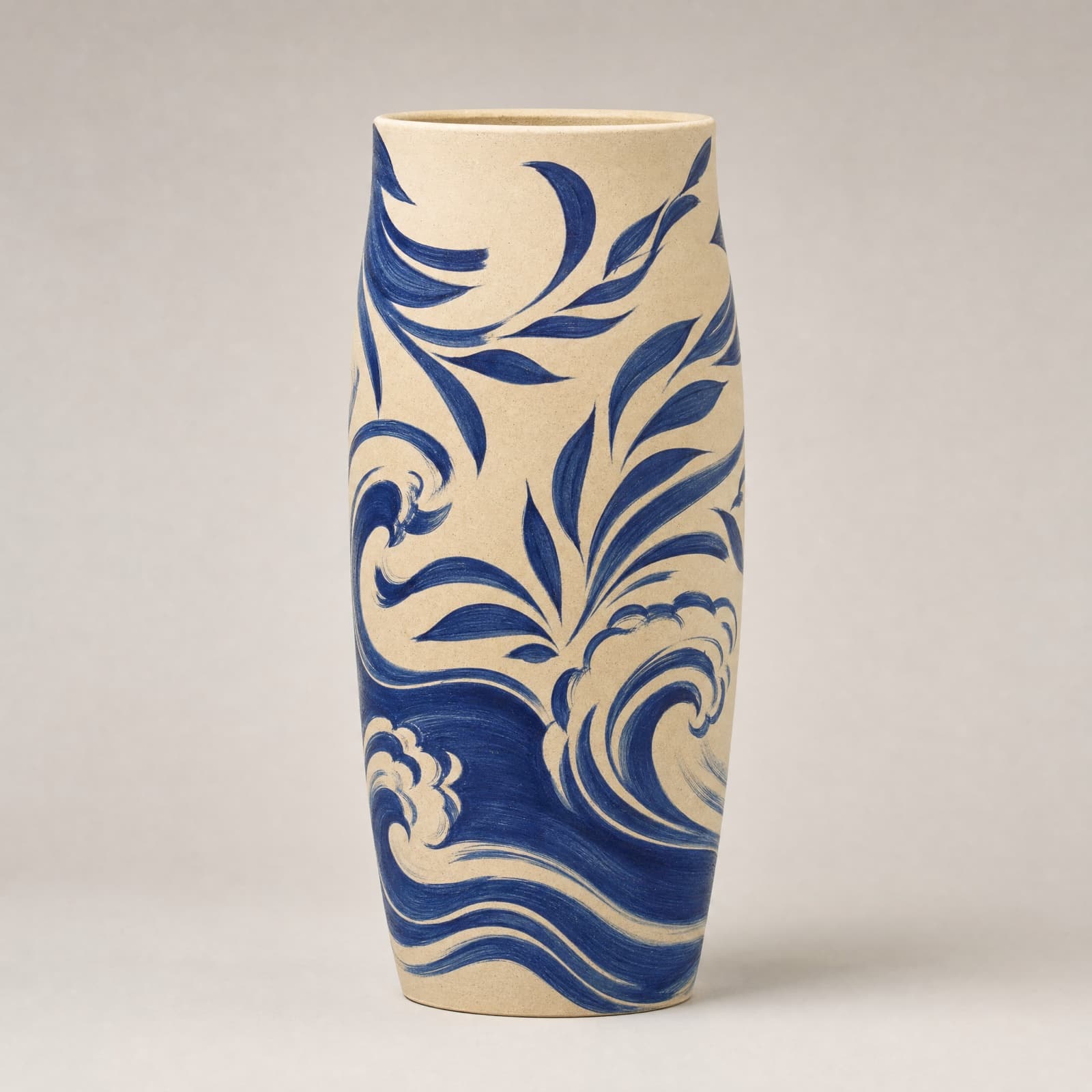 Neel Lehar Indigo Wave Vase — hand-painted pottery by NAQSHÉ