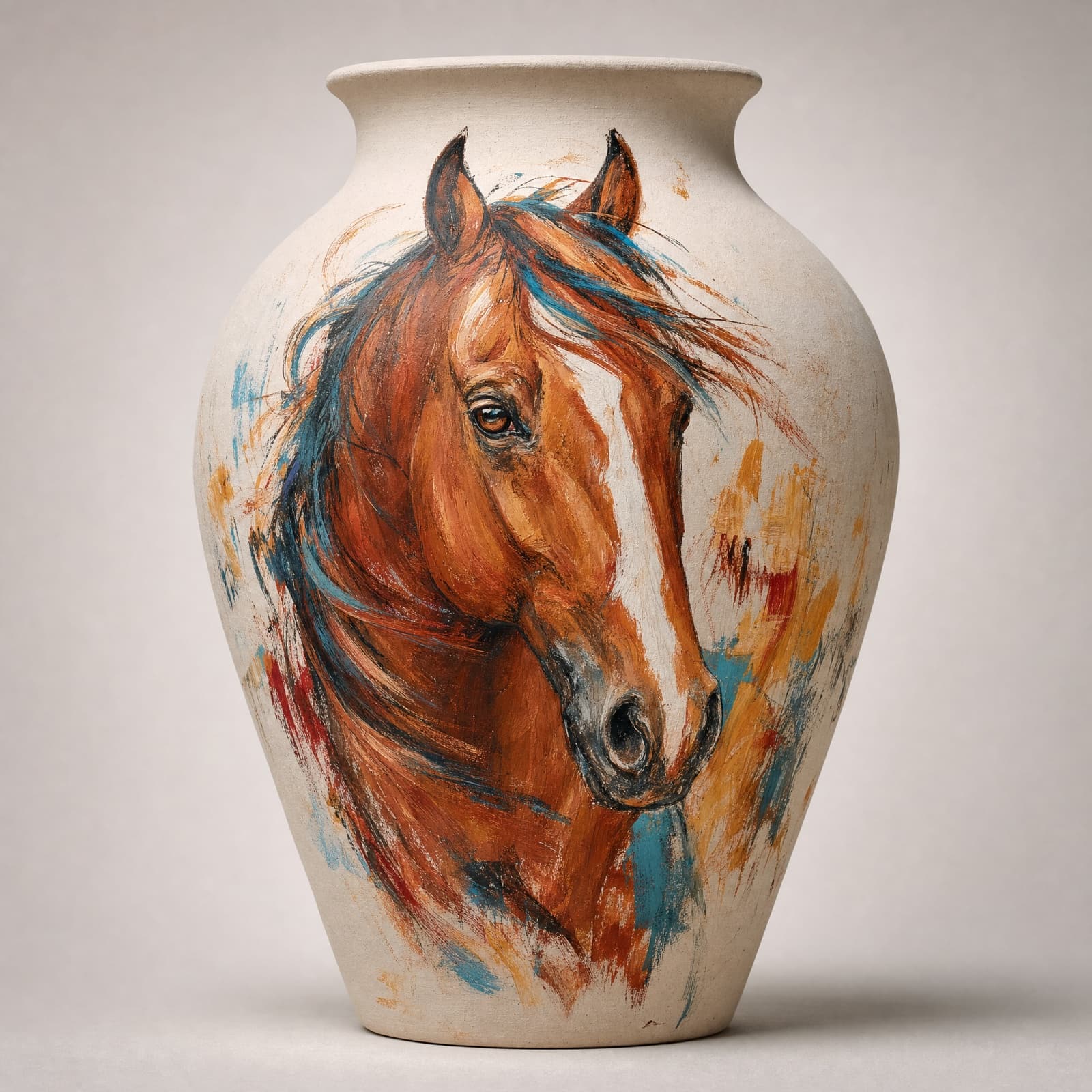 Sahra Horse Portrait Urn — hand-painted pottery by NAQSHÉ