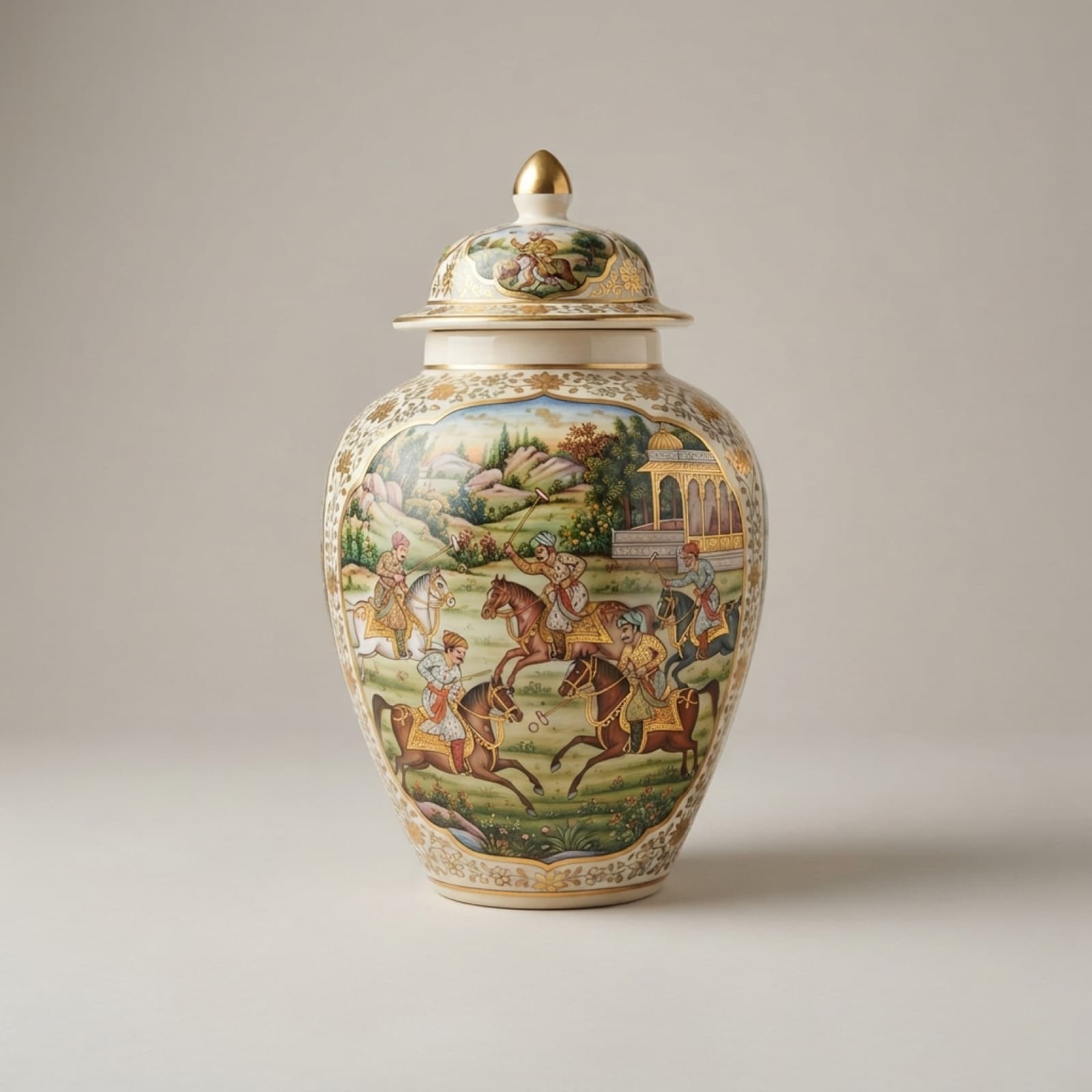 Shahsawar Polo Urn — hand-painted pottery by NAQSHÉ